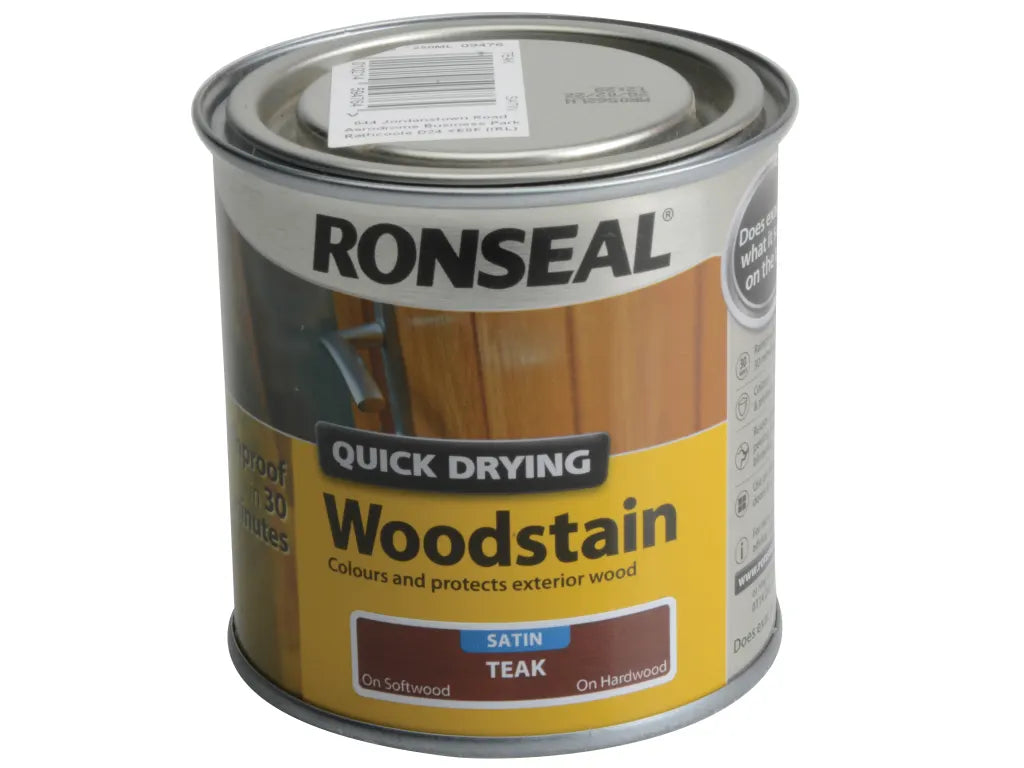 Ronseal 09476 Quick Drying Woodstain Satin Teak 250ml