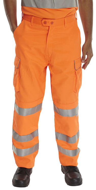 Beeswift - RAIL SPEC Hi Vis TROUSER  Orange Short Standard Tall
