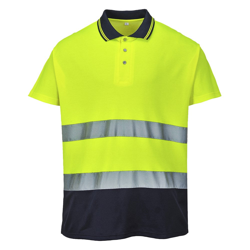 Portwest S174YNR4XL -  sz 4XL Two Tone Cotton Comfort Polo - Yellow/Navy