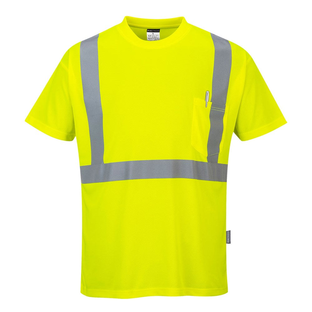 Portwest S190YER4XL -  sz 4XL Hi-Vis Pocket T-Shirt  - Yellow