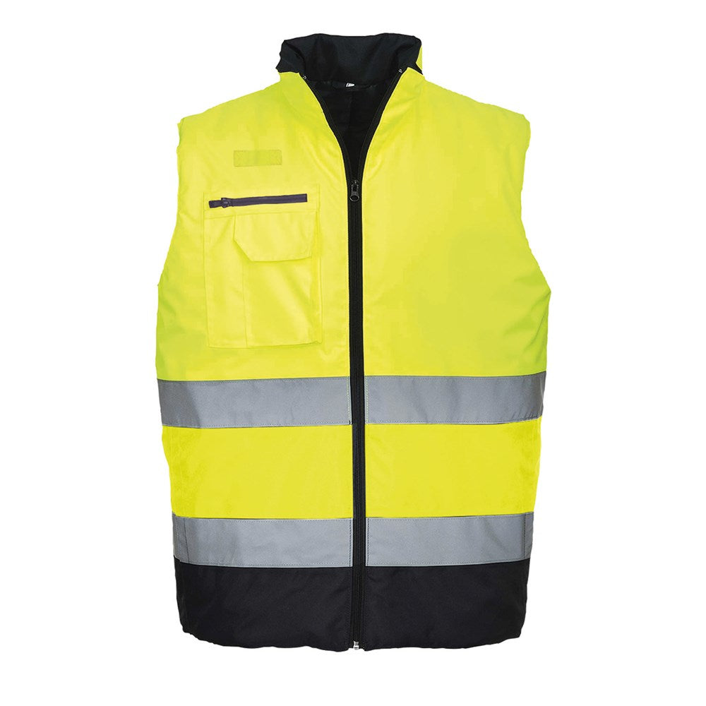 Portwest S267YNRXXL -  sz 2XL Hi-Vis Two Tone Bodywarmer - Yellow/Navy