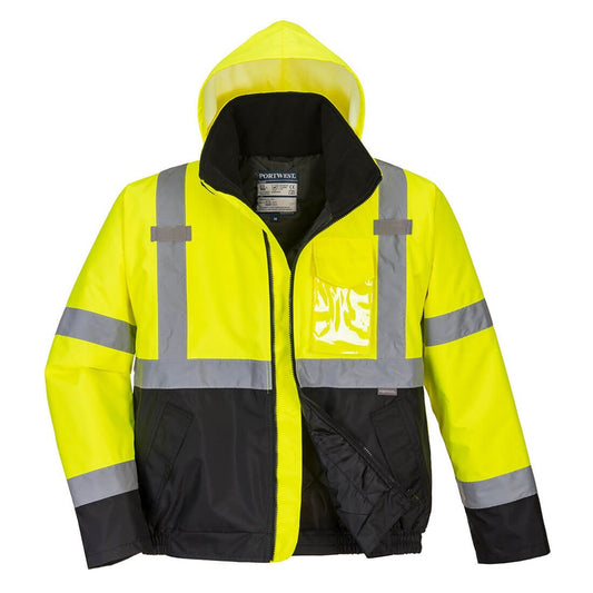 Portwest S363 - Hi-Vis Two-Tone Bomber Jacket - Yellow/Blue
