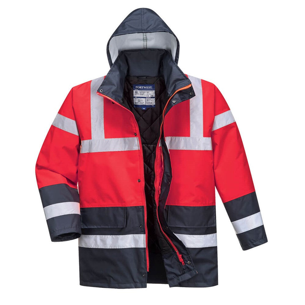 Portwest S466RNRXXL -  sz 2XL Hi-Vis Contrast Traffic Jacket - Red/Navy