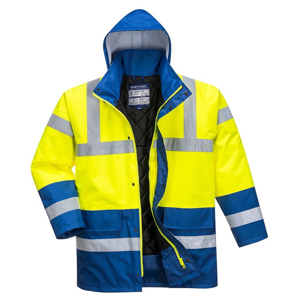 Portwest S466YRBXS -  sz XS Hi-Vis Contrast Traffic Jacket - Yellow/Royal