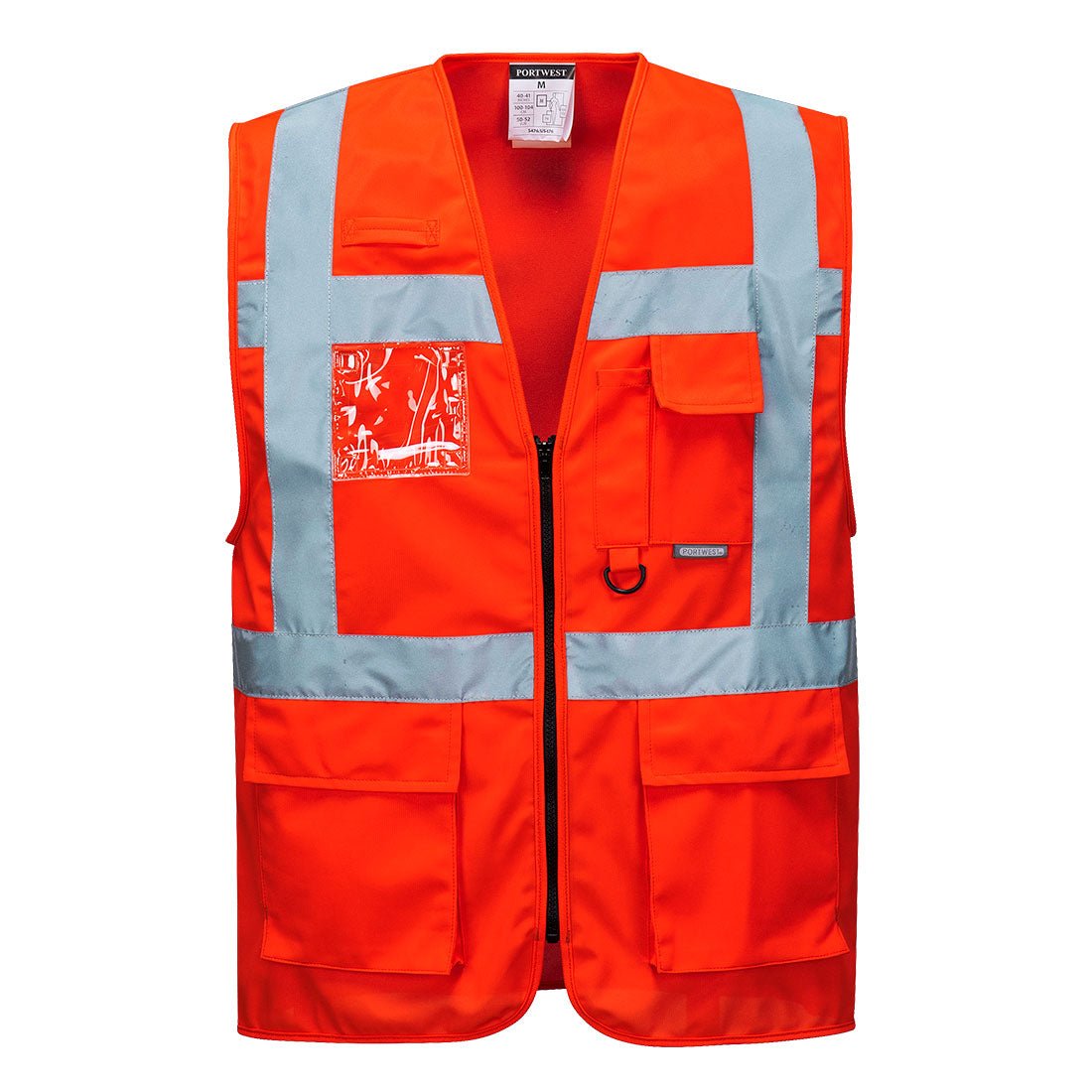 Portwest S476 Red Sz L Hi-Vis Vest Berlin Executive Pockets Reflective