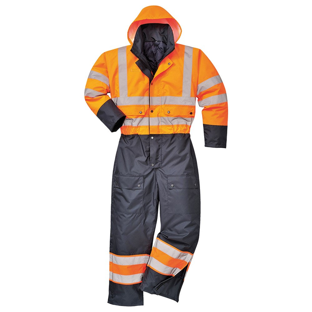 Portwest S485ONRXXXL -  sz 3XL Hi-Vis Contrast Coverall - Lined - Orange/Navy