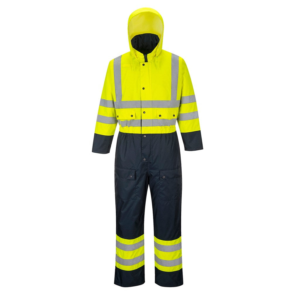 Portwest S485YNR5XL -  sz 5XL Hi-Vis Contrast Coverall - Lined - Yellow/Navy