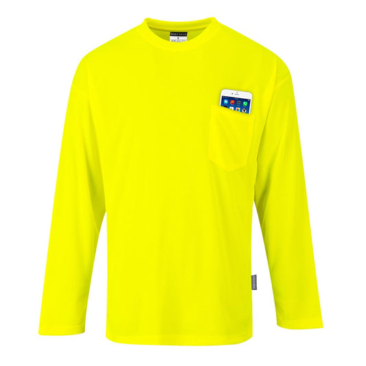 Portwest S579YERXL -  sz XL Day-Vis Pocket Long Sleeve T-Shirt - Yellow