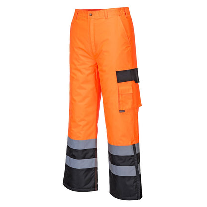 Portwest S686OBRXL -  sz XL Hi-Vis Contrast Trousers - Lined - Orange/Black