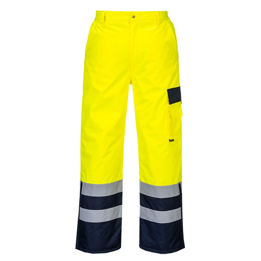 Portwest S686YNRM -  sz M Hi-Vis Contrast Trousers - Lined - Yellow/Navy