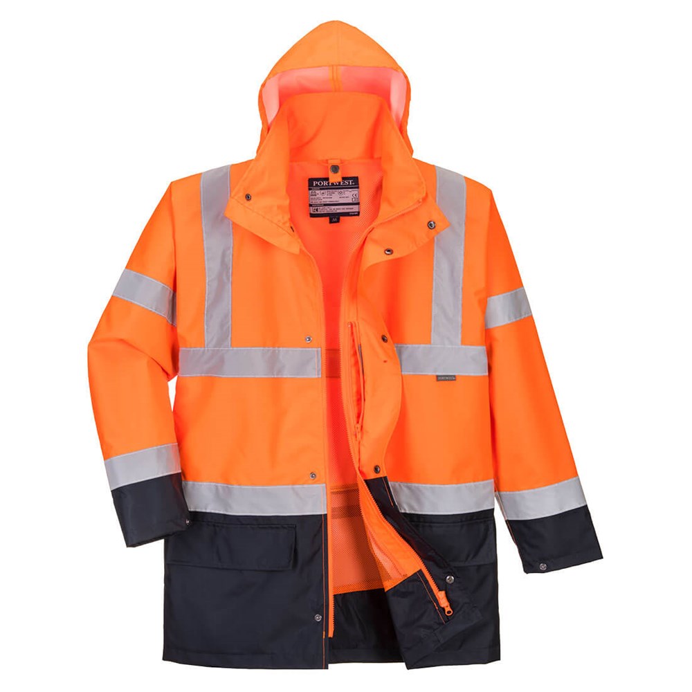 Portwest S766ONR5XL -  sz 5XL Essential 5-in-1 Two-Tone Jacket - Orange/Navy
