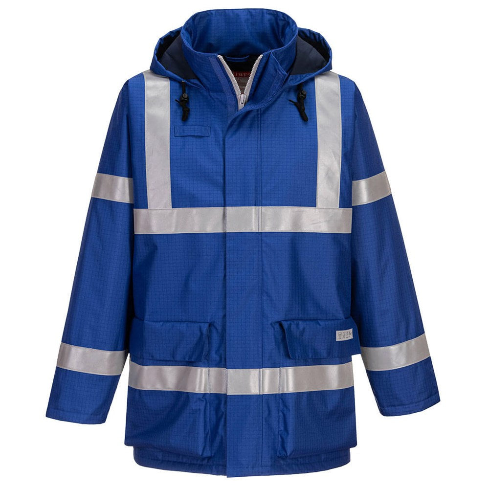 Portwest S785RBRM -  sz M Bizflame Rain Anti-Static FR Jacket - Royal Blue