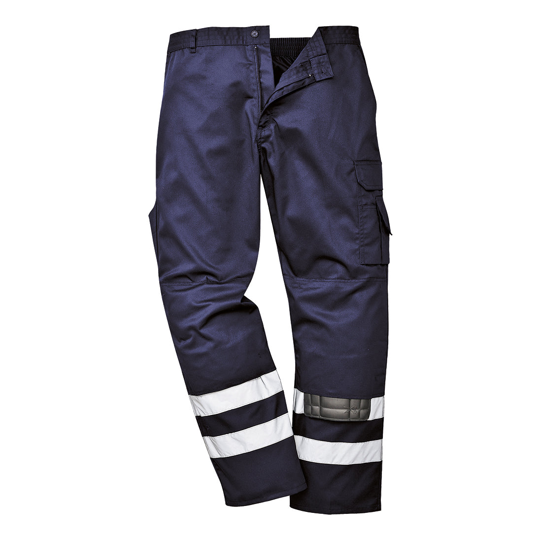 Portwest S917 - Navy Sz S Tall Leg Iona Safety Combat Work Trousers HI-Vis