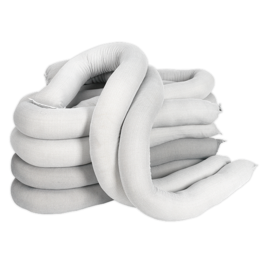 SEALEY - SAS10 Spill Absorbent Sock 80mm x 1.2m Pack of 10