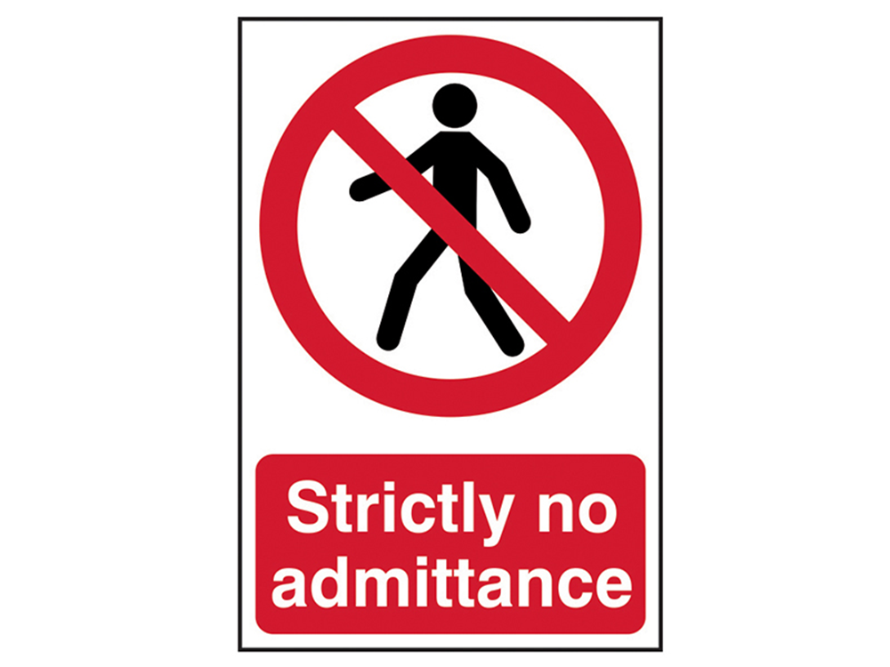 Scan SCA0608 Strictly No Admittance - PVC 200 x 300mm |