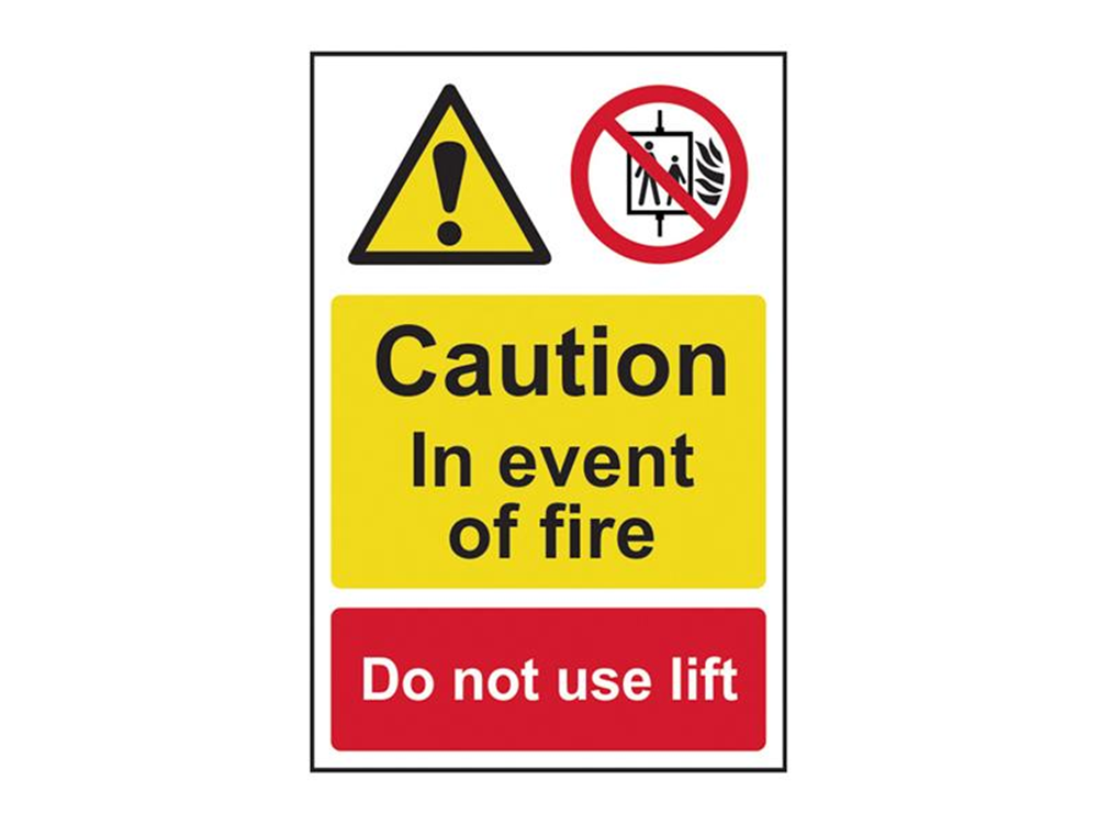 Scan SCA1180 Caution Event of Fire Do Not Use Lift - PVC Sign 200 x 300mm |