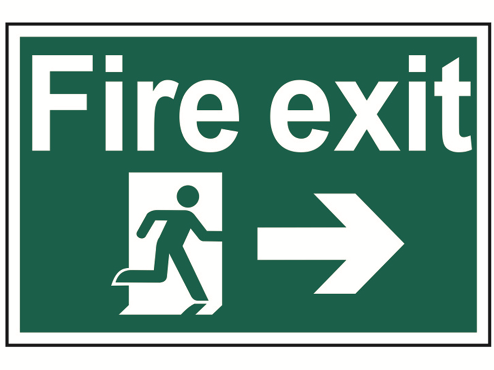 Scan SCA1504 Fire Exit Running Man Arrow Right - PVC 300 x 200mm |