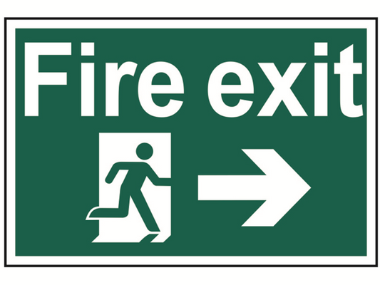Scan SCA1504 Fire Exit Running Man Arrow Right - PVC 300 x 200mm |