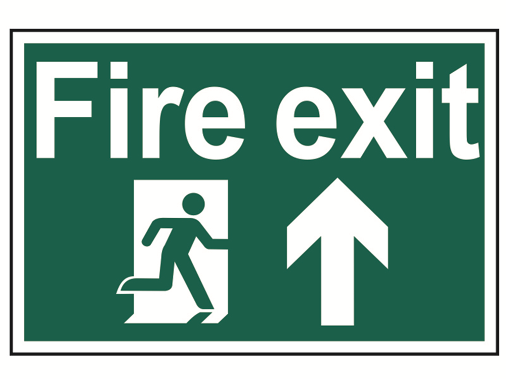 Scan SCA1505 Fire Exit Running Man Arrow Up - PVC 300 x 200mm |