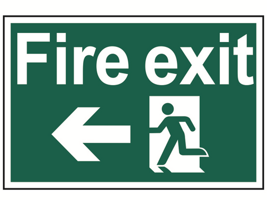 Scan SCA1506 Fire Exit Running Man Arrow Left - PVC 300 x 200mm |