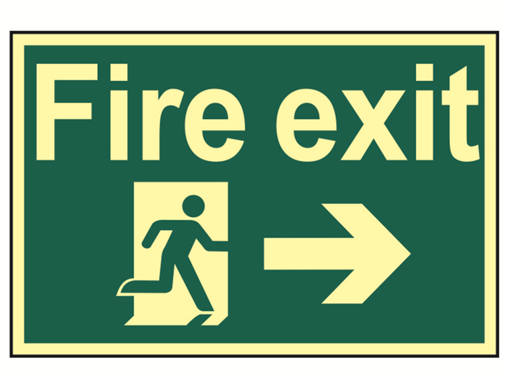 Scan SCA1581 Fire Exit Running Man Arrow Right - Photoluminescent 300 x 200mm |