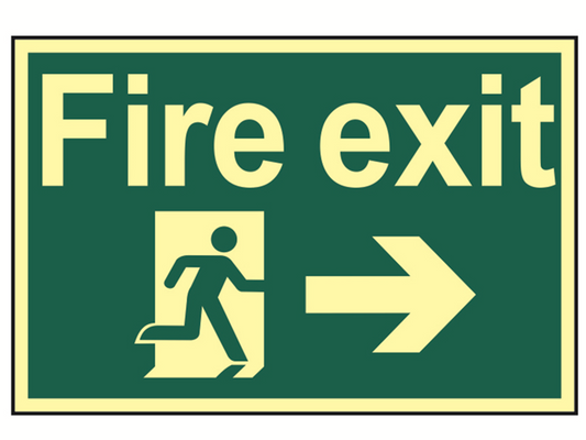 Scan SCA1581 Fire Exit Running Man Arrow Right - Photoluminescent 300 x 200mm |