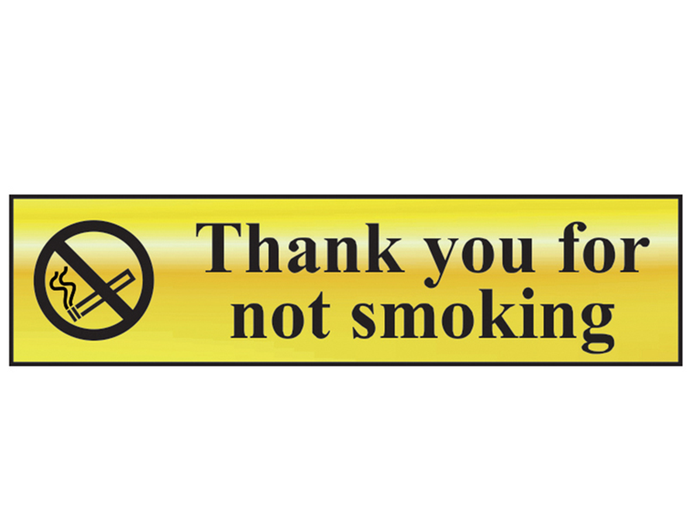 Scan SCA6001 Thank You For Not Smoking - Polished Brass Effect 200 x 50mm |