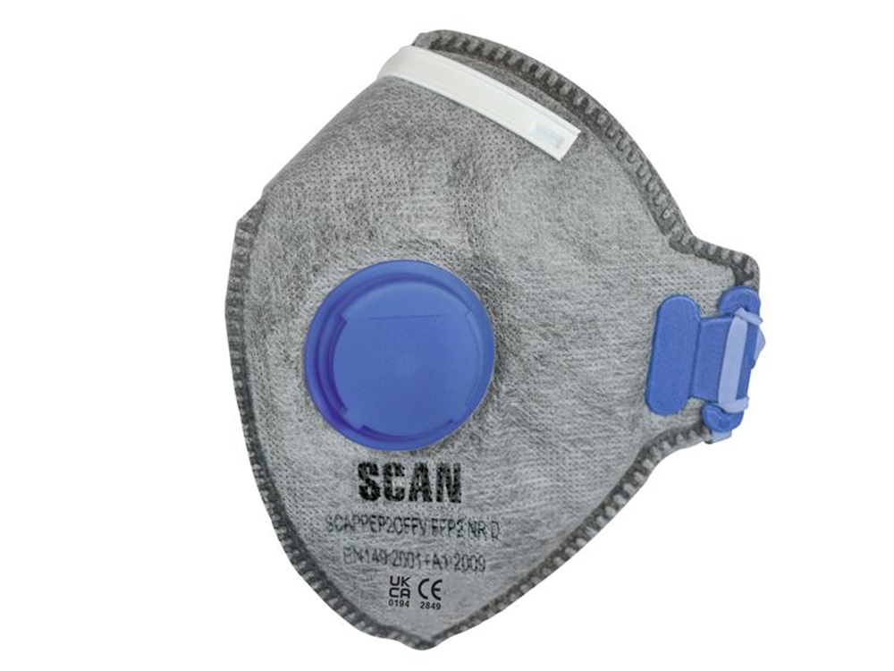 Scan SCAPPEP2OFFV Fold Flat Disposable Odour Mask Valved FFP2 Protection (Pack 3) |