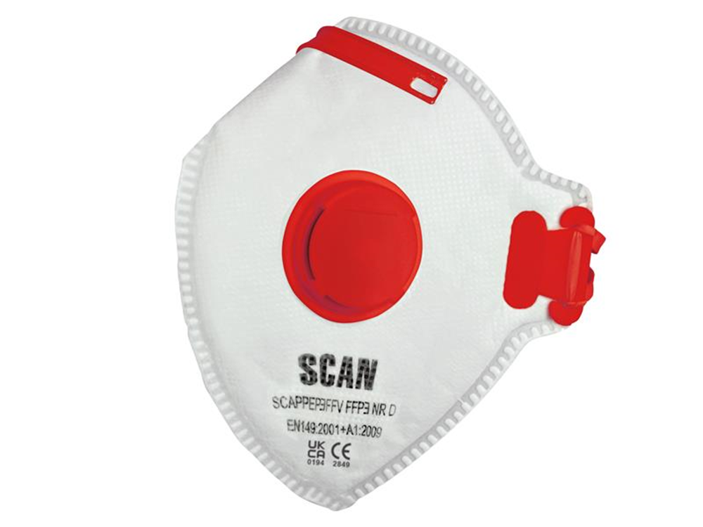 Scan SCAPPEP3FFV Fold Flat Disposable Valved Disposable Mask FFP3 Protection (Pack 3) |