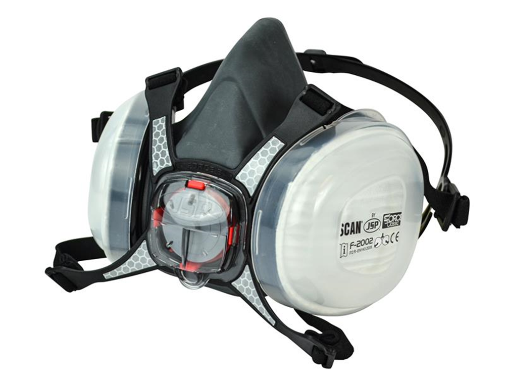 Scan SCAPPERESPP2 Twin Half Mask Respirator + P2 Dust Filter Cartridges |