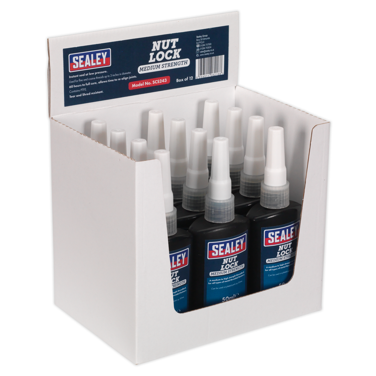 SEALEY - SCS243 Nut Lock Medium Strength 50ml Pack of 12