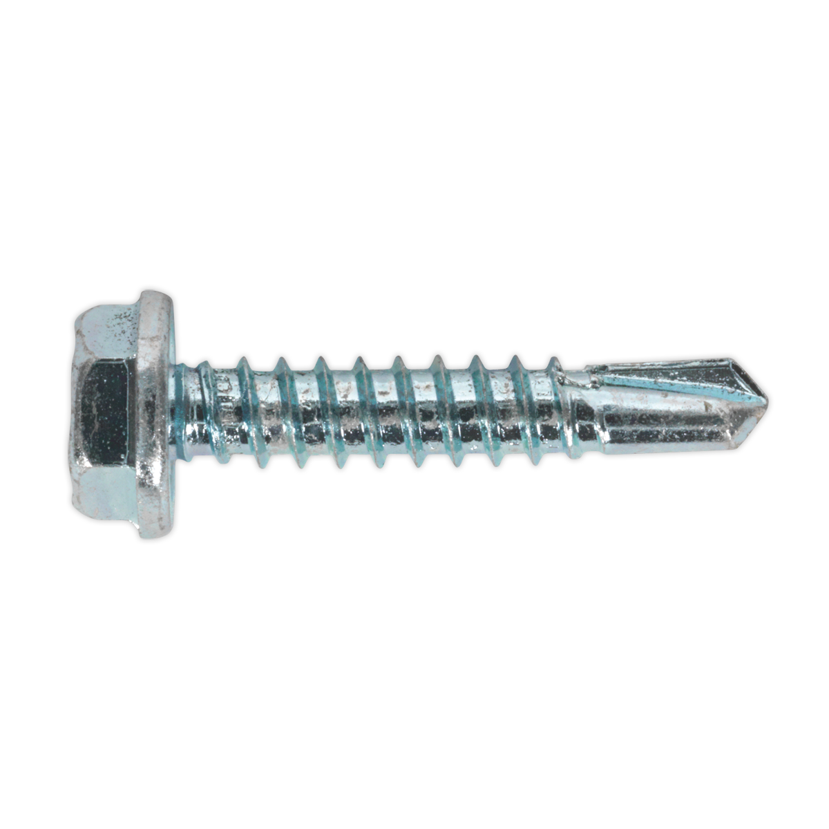 SEALEY - SDHX4825 Self Drilling Screw 4.8 x 25mm Hex Head Zinc Pack of 100