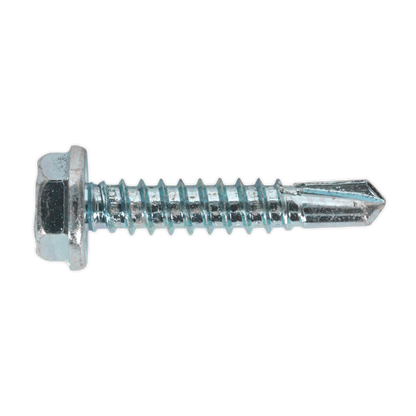 SEALEY - SDHX4825 Self Drilling Screw 4.8 x 25mm Hex Head Zinc Pack of 100