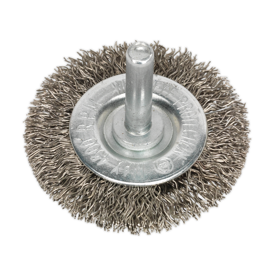 SEALEY - SFBS50 Flat Wire Brush Stainless Steel 50mm with 6mm Shaft