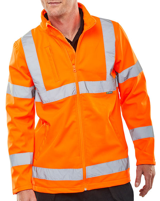 BEESWIFT HI-VIS SOFT SHELL LIGHTWEIGHT RAIL SPEC JACKET ORANGE 3XL