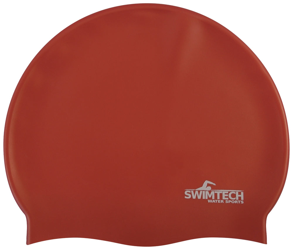 SwimTech Silicone Swim Cap Red