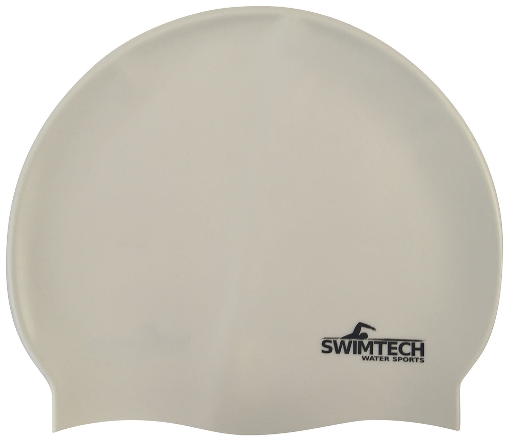 SwimTech Silicone Swim Cap White