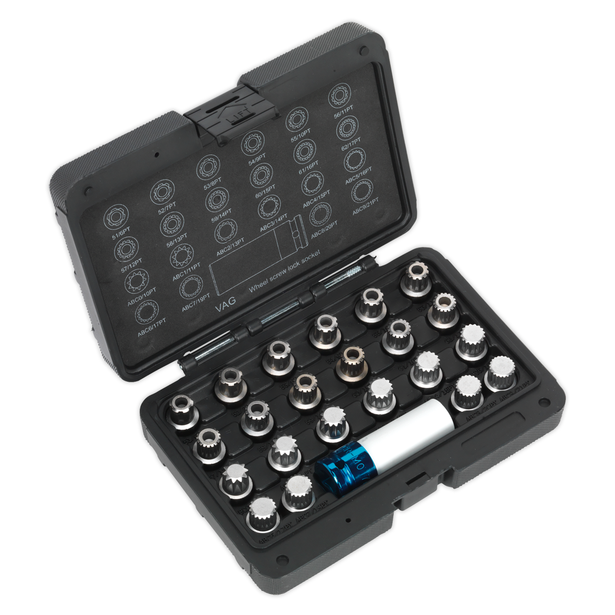 SEALEY - SX210 Locking Wheel Nut Key Set 23pc - VAG