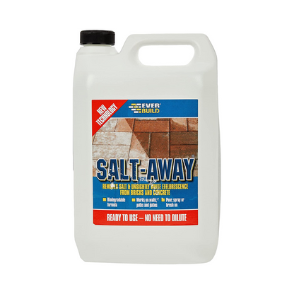 Everbuild Salt Away Treatment Remover of Salt and Efflorescence From Bricks, Stone and Concrete, 5 Litre
