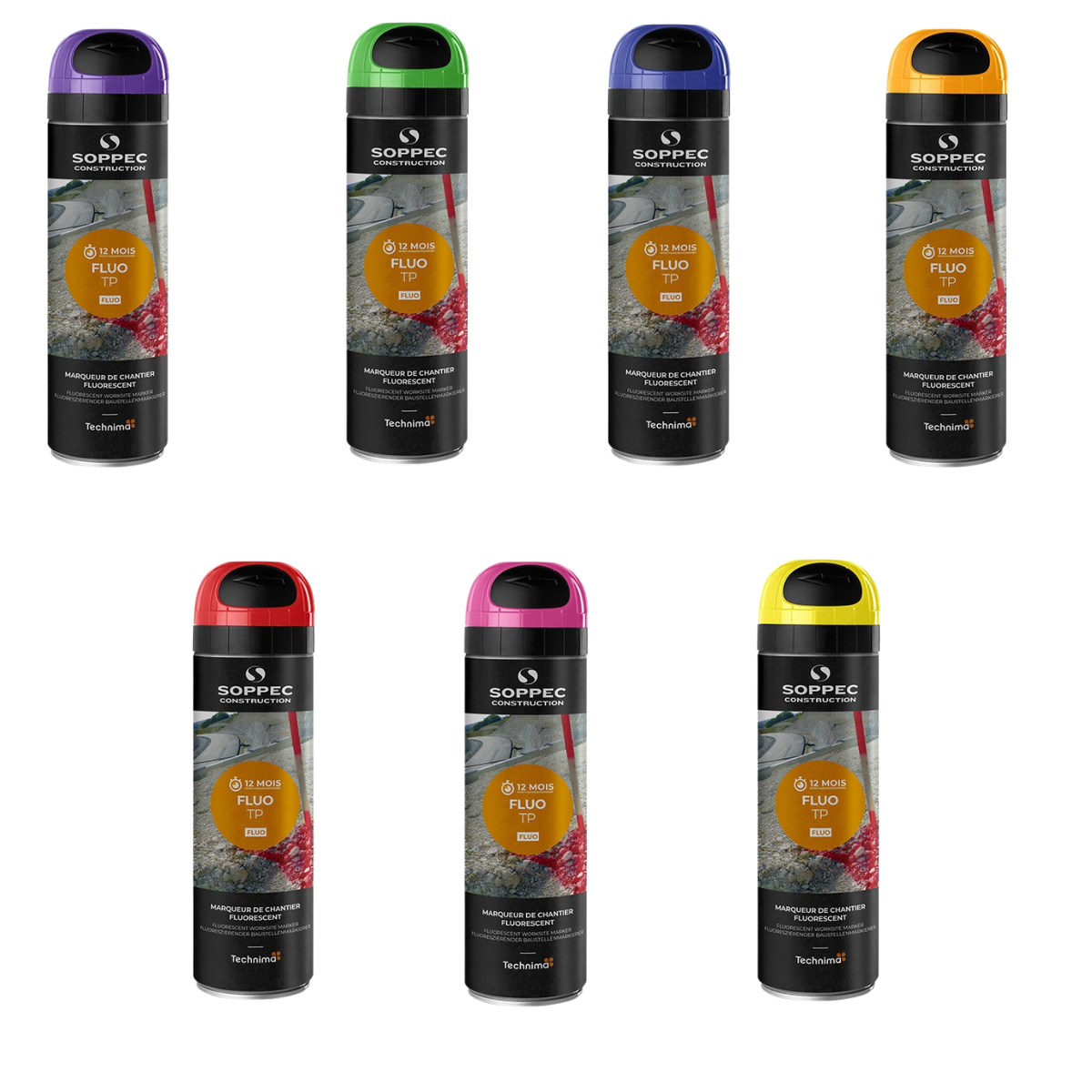 Soppec 500ml Fluorescent FLUO TP Temporary Marking Spray