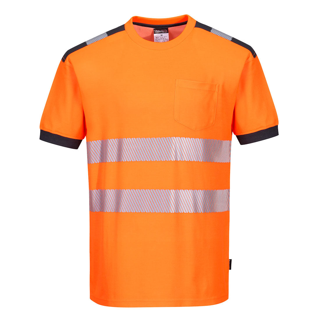 Portwest T181 - Orange/Grey Sz L PW3 Hi-Vis Short Sleeved T-Shirt Viz Visibilty