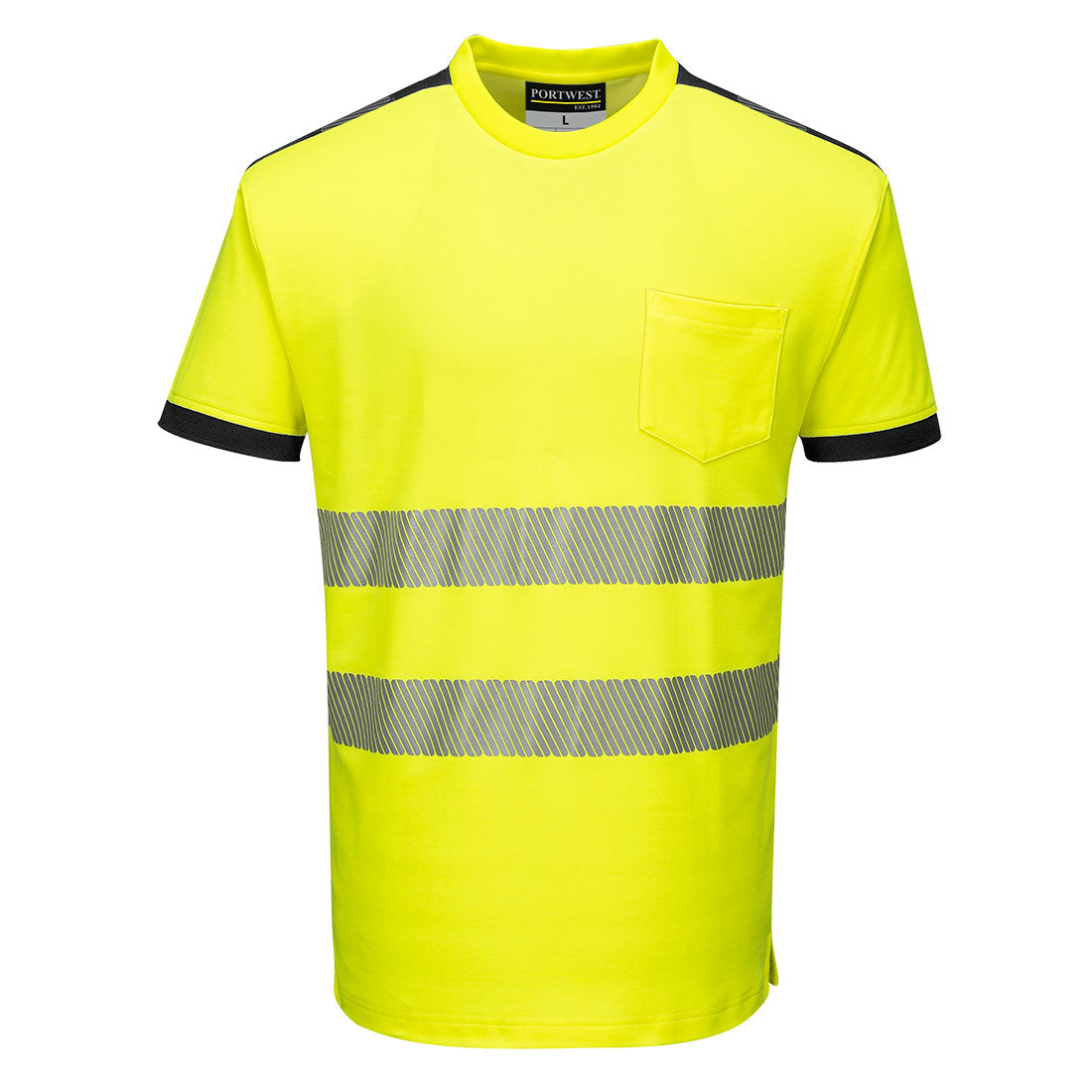 Portwest T181 - Yellow/Black Sz 5XL PW3 Hi-Vis Short Sleeved T-Shirt Viz Visibilty