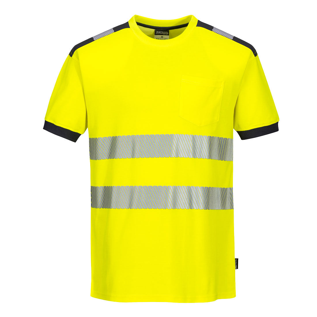 Portwest T181 - Yellow/Grey Sz L PW3 Hi-Vis Short Sleeved T-Shirt Viz Visibilty