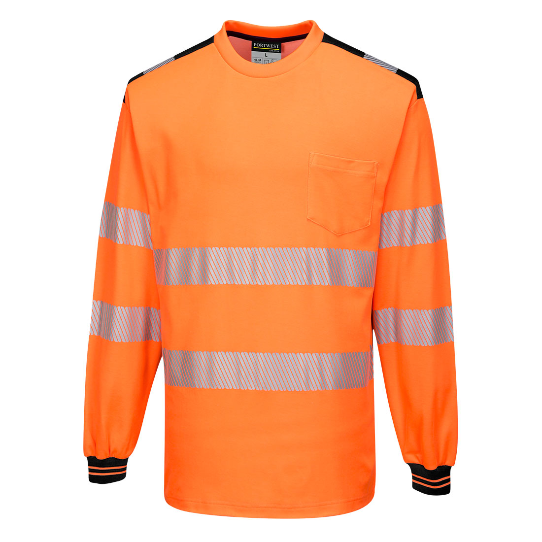 Portwest T185 - Orange/Black  3 XL PW3 Hi-Vis T-Shirt Long Sleeved Reflective