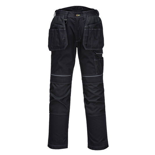 Portwest T602 - Black  42 Short PW3 Holster Work Trousers Combat Cargo Pants