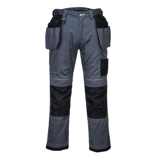 Portwest T602 - Grey/Black  41 Short PW3 Holster Work Trousers Combat Cargo Pants