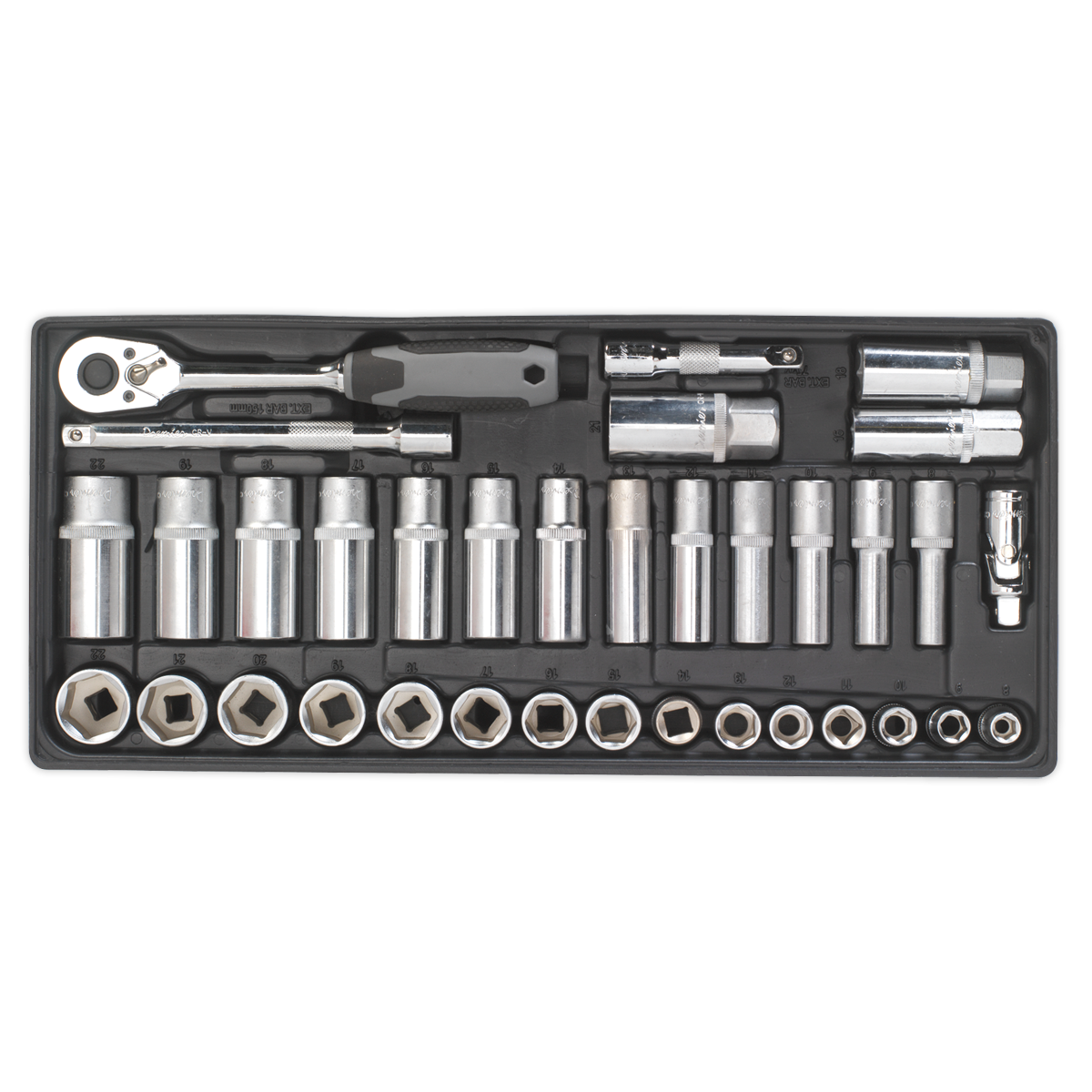 SEALEY - TBT34 Tool Tray with Socket Set 35pc 3/8"Sq Drive