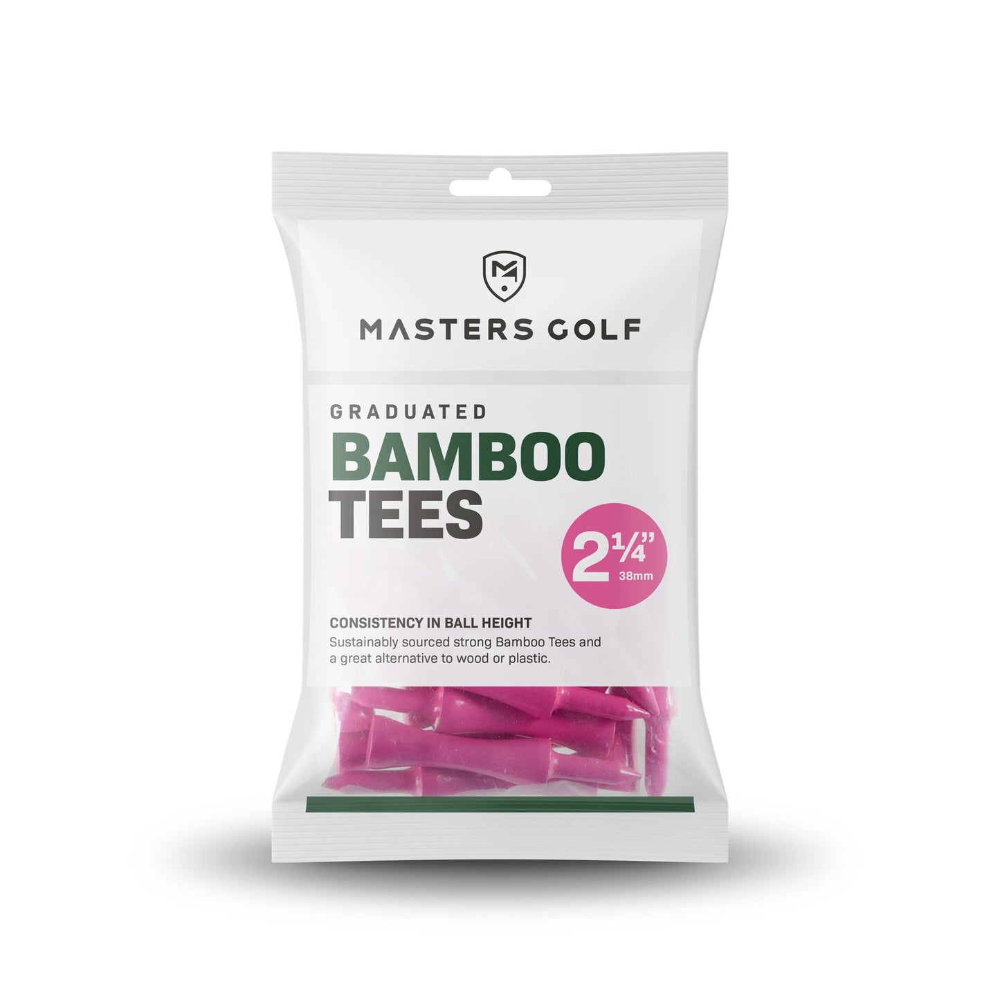 Masters Bamboo Graduated Tees (Bag of 20) - 2 1/4" - Pink