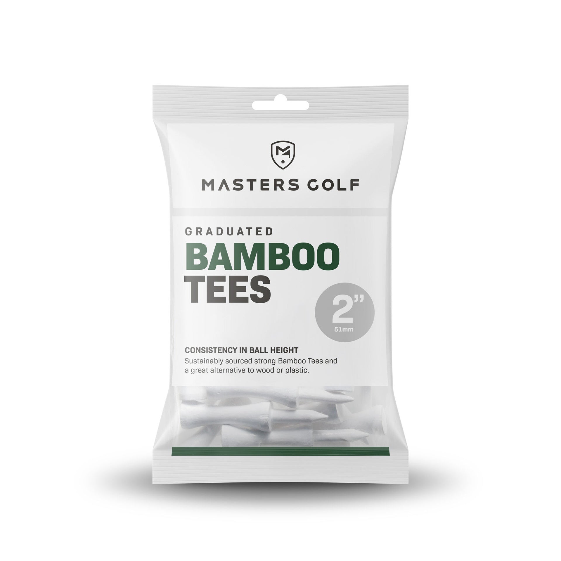 Masters Bamboo Graduated Tees (Bag of 20) - 2" - White