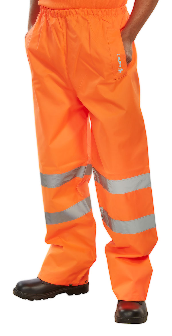 BEESWIFT HI-VIS WATERPROOF TRAFFIC TROUSERS ORANGE L